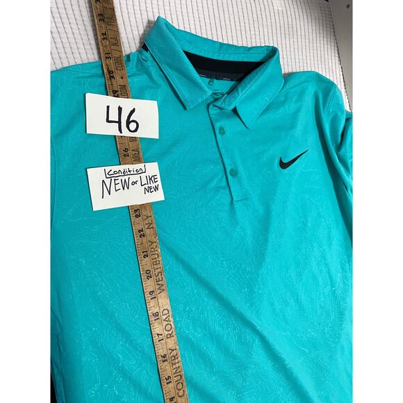 Nike Golf Polo Shirt Mens Size XL Hawaii Kapalua Golf Aqua Green Neck vent/Mesh - Picture 3 of 12